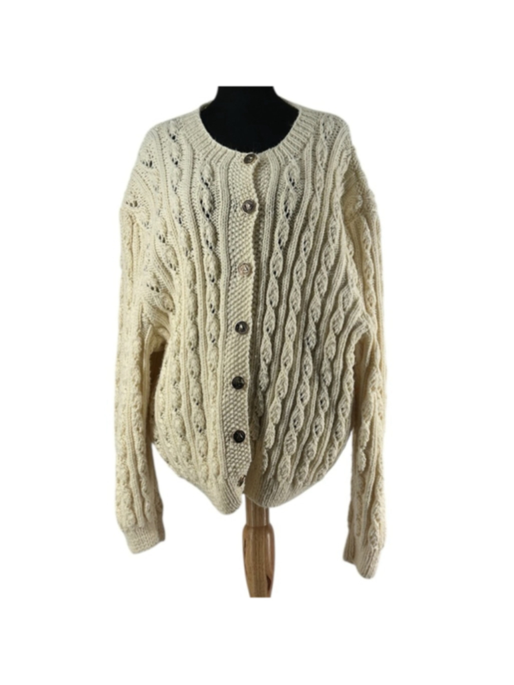 Handmade sweater Cable Knit Button-Front Sweater Cardigan nautical buttons sz lg